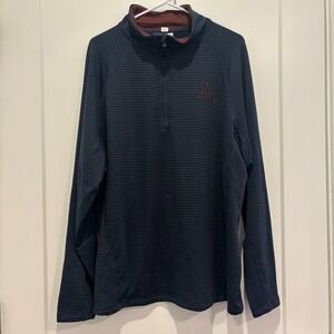 Ducks Unlimited Mens XL Navy Blue Striped 1/4 Zip Pullover Sweater Long Sleeve